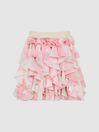 Reiss Pink Print Lola Senior Ruffle Tulle Skirt