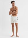 Reiss White Jesse Elasticated Waistband Striped Swim Shorts