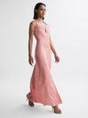 Reiss Coral Lila Bridesmaid Twist Detail Midi Dress
