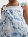 Reiss Blue Print Aster Junior Floral Printed Pleated Dress