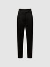 Reiss Black River High Rise Cropped Tapered Trousers