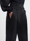 Reiss Black River High Rise Cropped Tapered Trousers