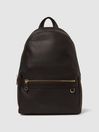 Reiss Dark Brown Drew Leather Zipped Backpack