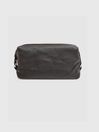 Reiss Chocolate Cole Leather Washbag