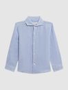 Reiss Soft Blue Ruban Junior Linen Cutaway Collar Shirt