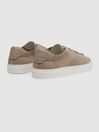 Reiss Taupe Finley Knit Knit Leather Low Top Trainers