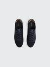 Reiss Navy Finley Knit Knit Leather Low Top Trainers