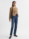 Reiss Camel Esmie Cropped Double Breasted Jacket