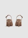 Reiss Nude Delilah Mid Heel Leather Sling Back Court Shoes
