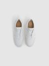 Reiss White Aira Mid Top Leather Trainers