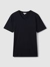 Reiss Navy Dayton Cotton V-Neck T-Shirt