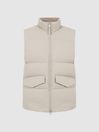 Reiss Stone Westbrook Quilted Funnel Neck Gilet