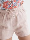 Reiss Soft Pink Cleo Senior Linen Drawstring Shorts