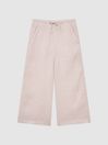 Reiss Soft Pink Cleo Senior Linen Drawstring Trousers