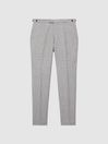 Reiss Grey Matinee Wool Linen Blend Slim Fit Trousers