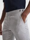 Reiss Grey Matinee Wool Linen Blend Slim Fit Trousers