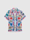 Reiss Multi Delphi Linen Floral Cuban Collar Shirt