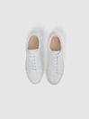 Reiss White Luca Tumbled Tumbled Leather Sneakers