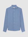 Reiss Airforce Blue Ruban Linen Button-Through Shirt