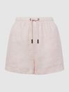 Reiss Soft Pink Cleo Linen Drawstring Shorts