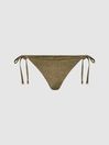 Reiss Gold Allie Metallic Side Tie Bikini Bottoms