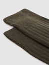 Reiss Khaki Cirby Wool-Cashmere Blend Ribbed Socks