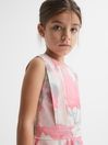 Reiss Pink Monica Junior Floral Printed Belted Dress