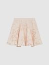 Reiss Pink Nella Junior Lace High Rise Mini Skirt