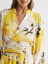 Reiss Yellow Odette Floral Print Cropped Blouse