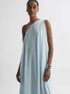 Reiss Green Charly One Shoulder Maxi Dress