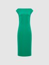 Reiss Green Zaria Petite Off-Shoulder Bodycon Midi Dress