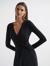 Reiss Black Tenaya Halston Crystal Jersey Midi Dress