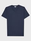 Reiss Airforce Blue Dayton Cotton V-Neck T-Shirt