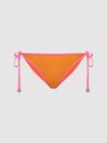 Reiss Orange/Pink Rutha Colourblock Side Tie Bikini Bottoms
