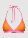 Reiss Orange/Pink Rutha Colourblock Halter Bikini Top