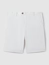 Reiss White Wicket Modern Fit Cotton Blend Chino Shorts