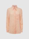 Reiss Peach Campbell Linen Long Sleeve Shirt