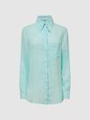 Reiss Aqua Campbell Linen Long Sleeve Shirt