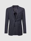 Reiss Navy Matinee Single Breasted Prince of Wales Check Blazer