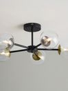 .COM Black Antique Brass Globe Large 5 Light Flush Pendant