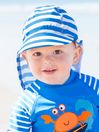 JoJo Maman Bébé Cobalt Stripe Kids' Stripe Flap Sun Protection Hat
