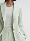 Reiss Green Naomi Single Breasted Wool Blend Blazer