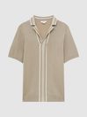 Reiss Champagne Oswald Striped Open Collar Shirt