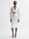 Reiss White Immi Lace Cropped Co-ord Blouse