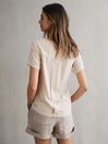 Reiss Stone Camilla Woven Linen Short Sleeve T-Shirt