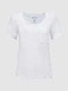 Reiss White Camilla Woven Linen Short Sleeve T-Shirt