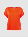 Reiss Orange Helen Silk Front Crew Neck T-Shirt
