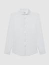 Reiss White Hudson Slim Fit Cutaway Collar Shirt