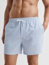 Reiss Soft Blue/White Coast Striped Drawstring Swim Shorts