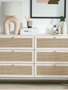 .COM White Washed Oak Effect Pavia Natural Rattan Wide Chest of Drawers